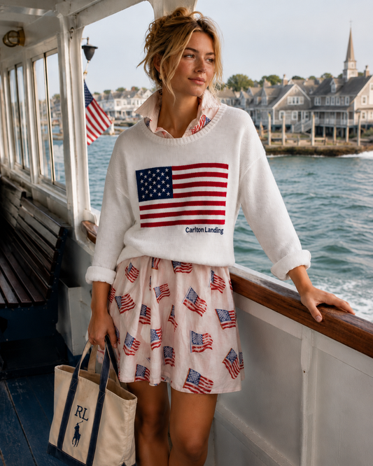 Carlton Landing Americana Flag Sweater - Milo & Lily Boutique