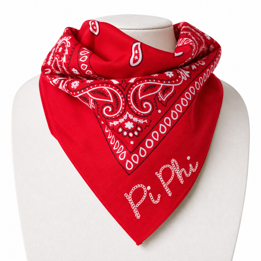 Pi Phi Chain Stitch Embroidered Bandana