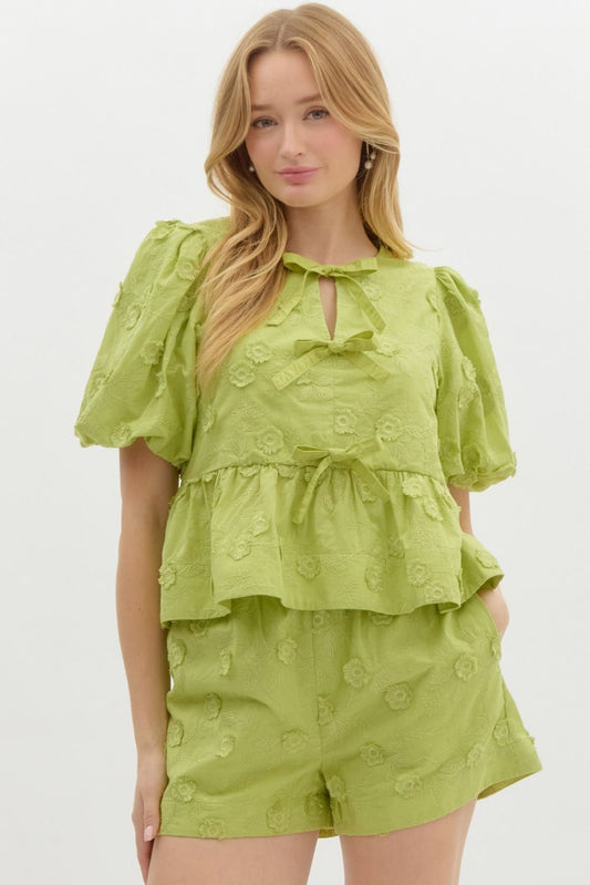 The Sweet Pea Puff Sleeve Peplum Top