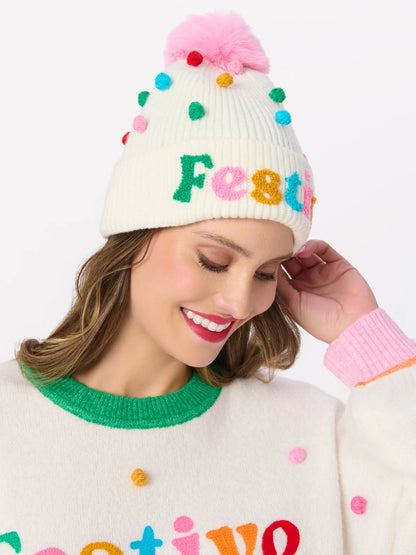 Festive Pom Pom Beanie