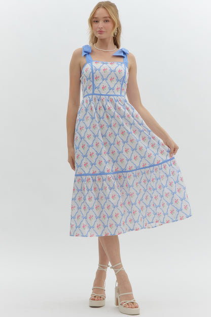Ribbons & Bows Blue Maxi Dress