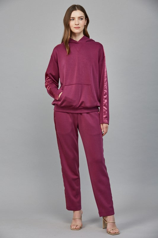 Satin State of Mind Lounge Set – Wine Berry
