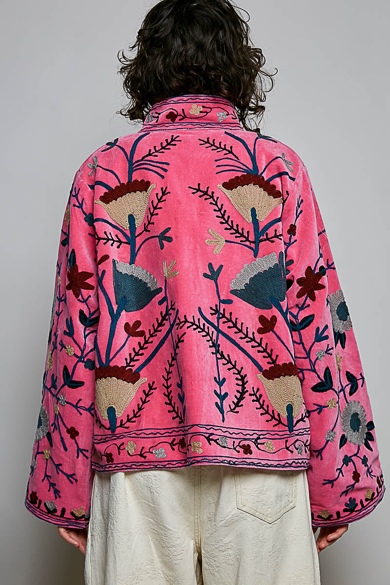 The Poet Textured Velvet Embroidered Jacket