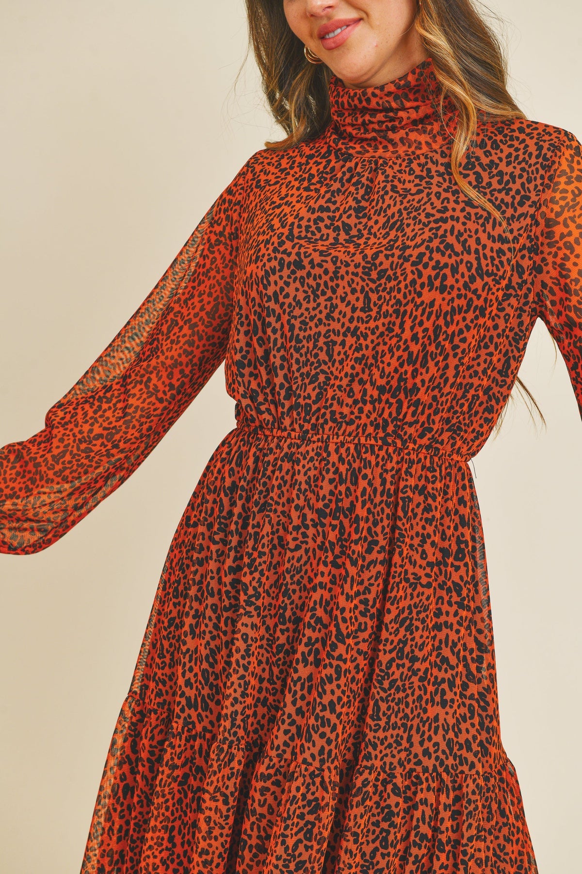 Wild But Keep It Chic Turtleneck Mesh Dress