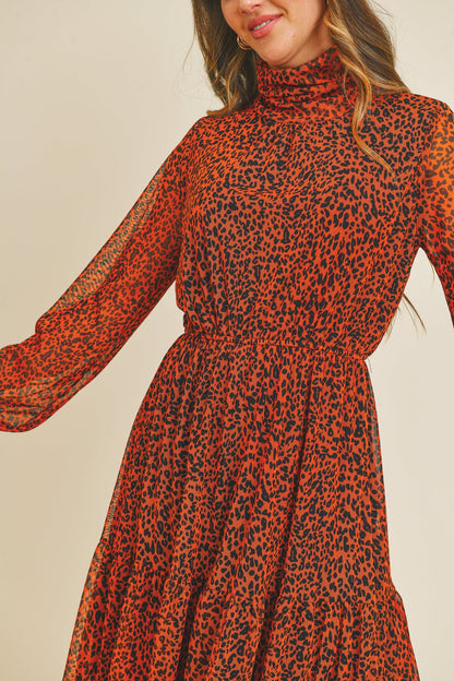 Wild But Keep It Chic Turtleneck Mesh Dress