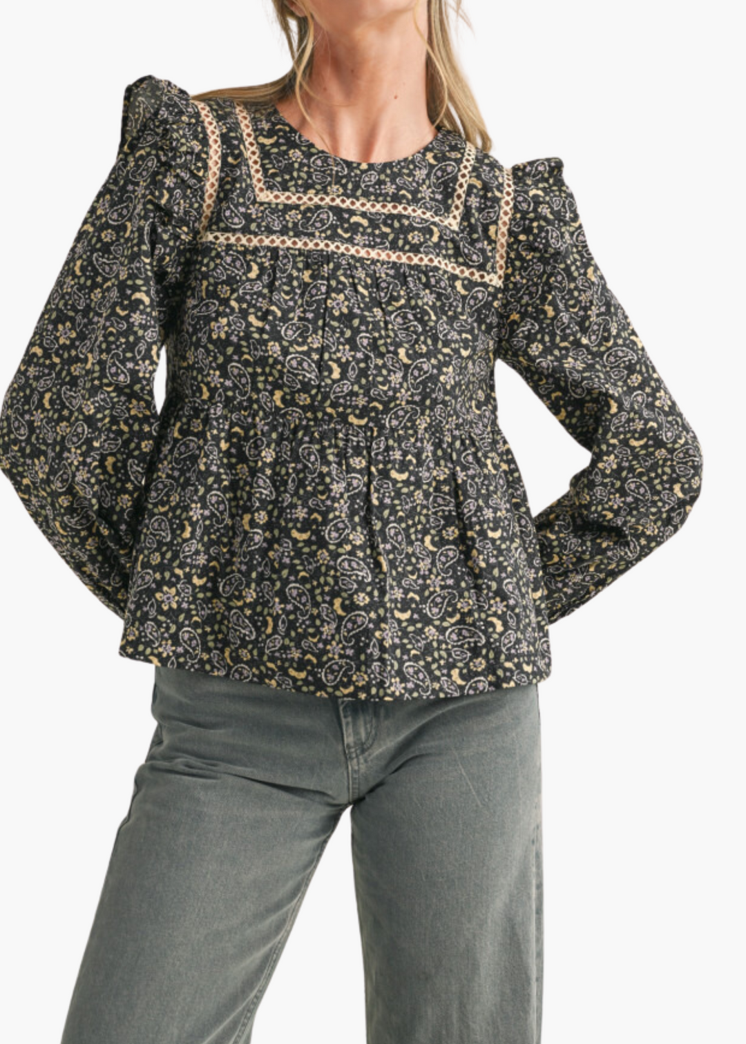 Sonya Black Floral Top - Milo & Lily Boutique