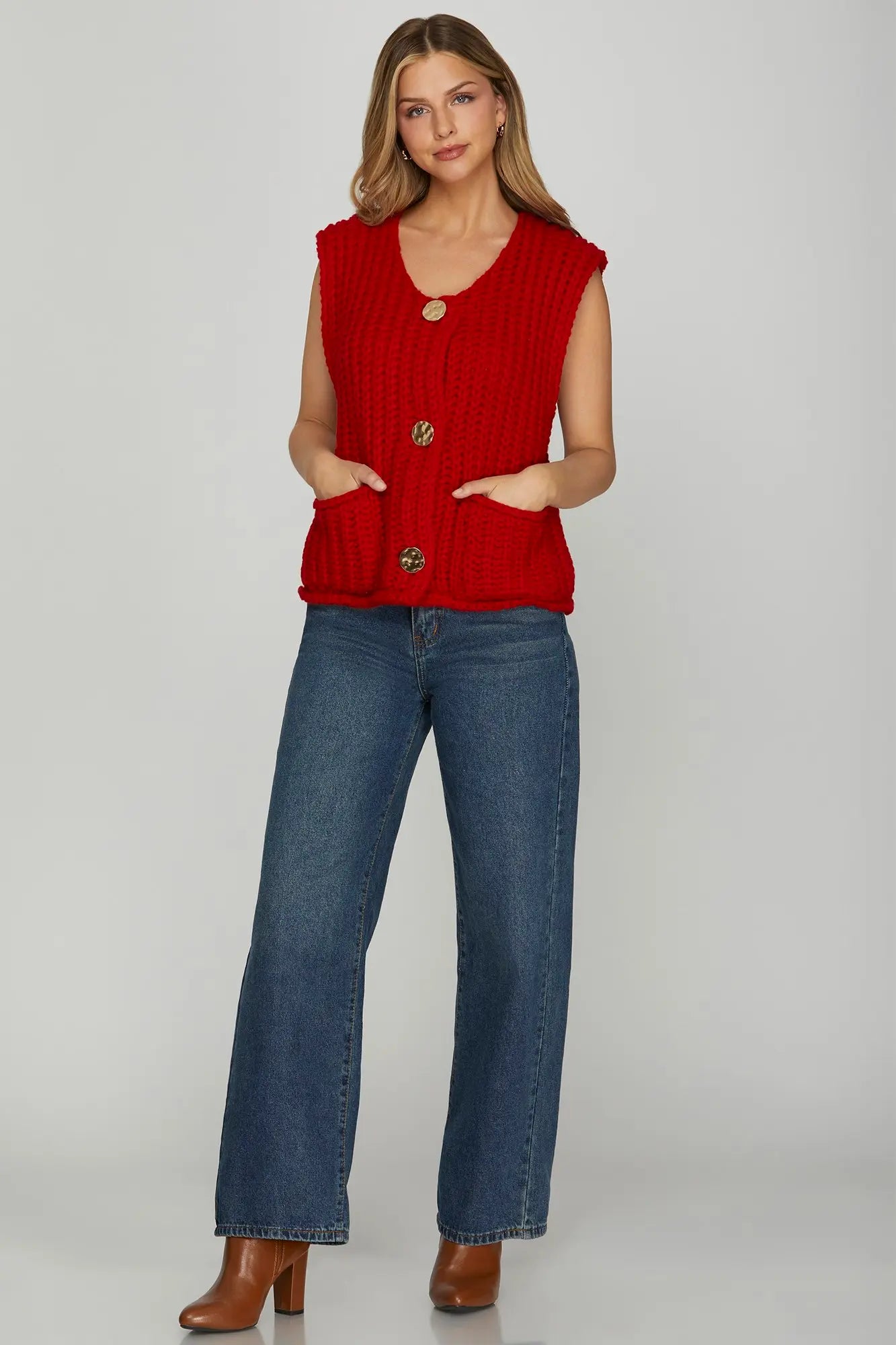 Reese Red Knit Vest