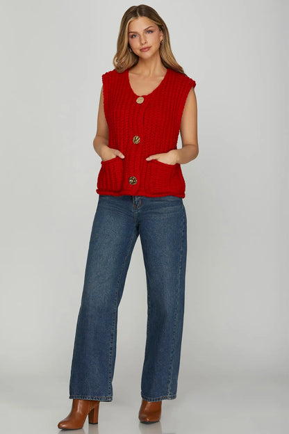 Reese Red Knit Vest