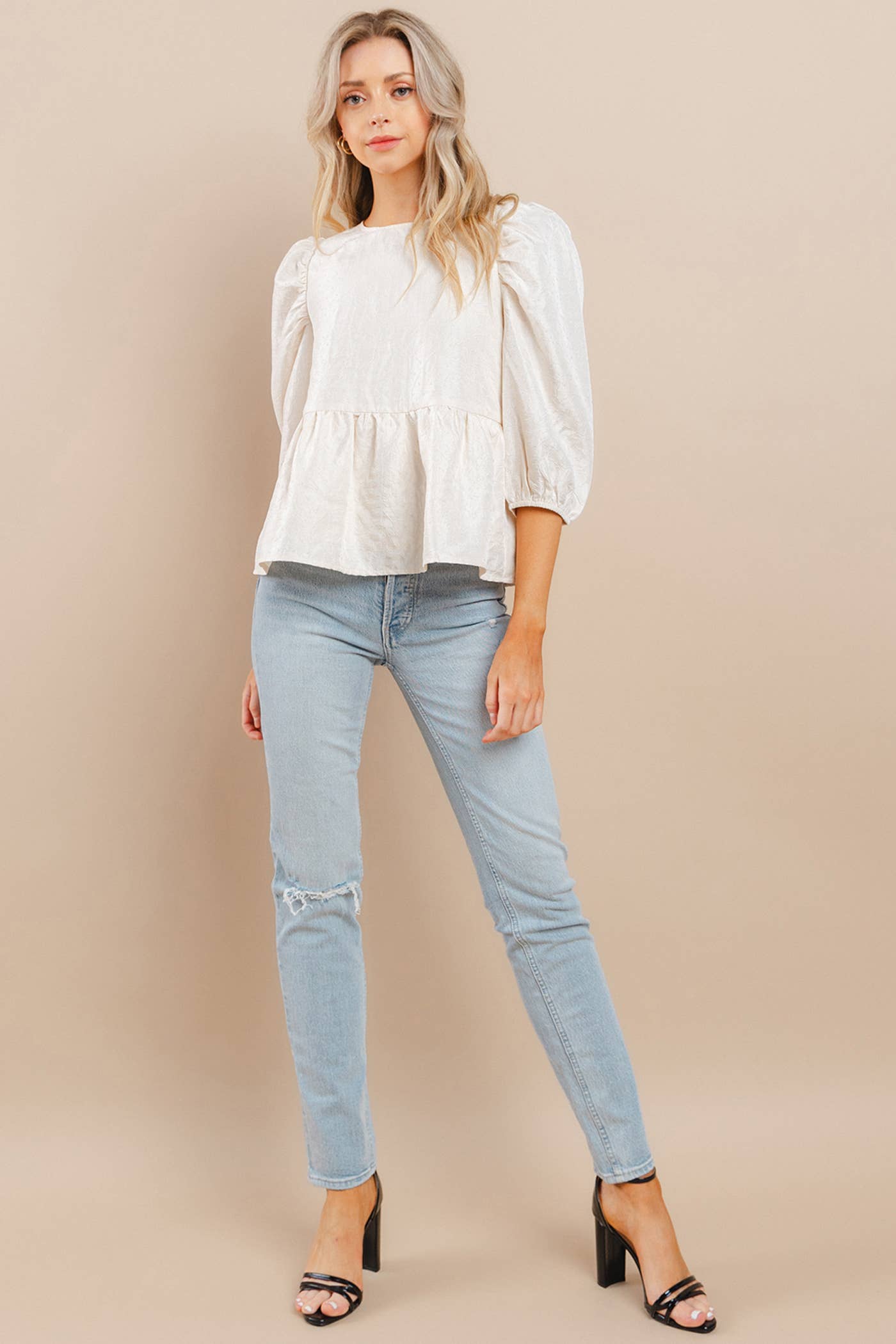 Look At You Cream Textured Blouse - Milo & Lily Boutique