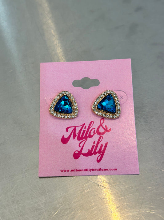 Triangle Rhinestone Turquoise Stud Earrings