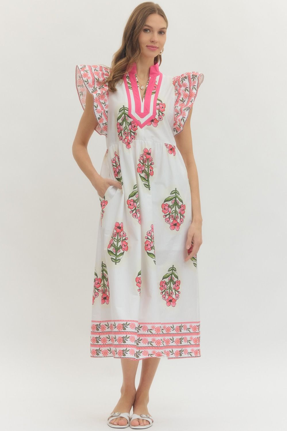 Charlotte Floral Midi Dress - Milo & Lily Boutique