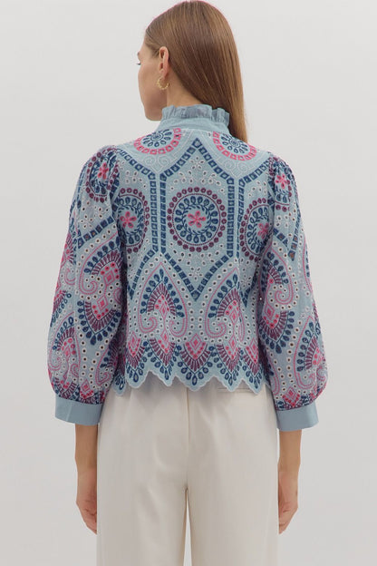 The Embroidered Chambray Charm Blouse
