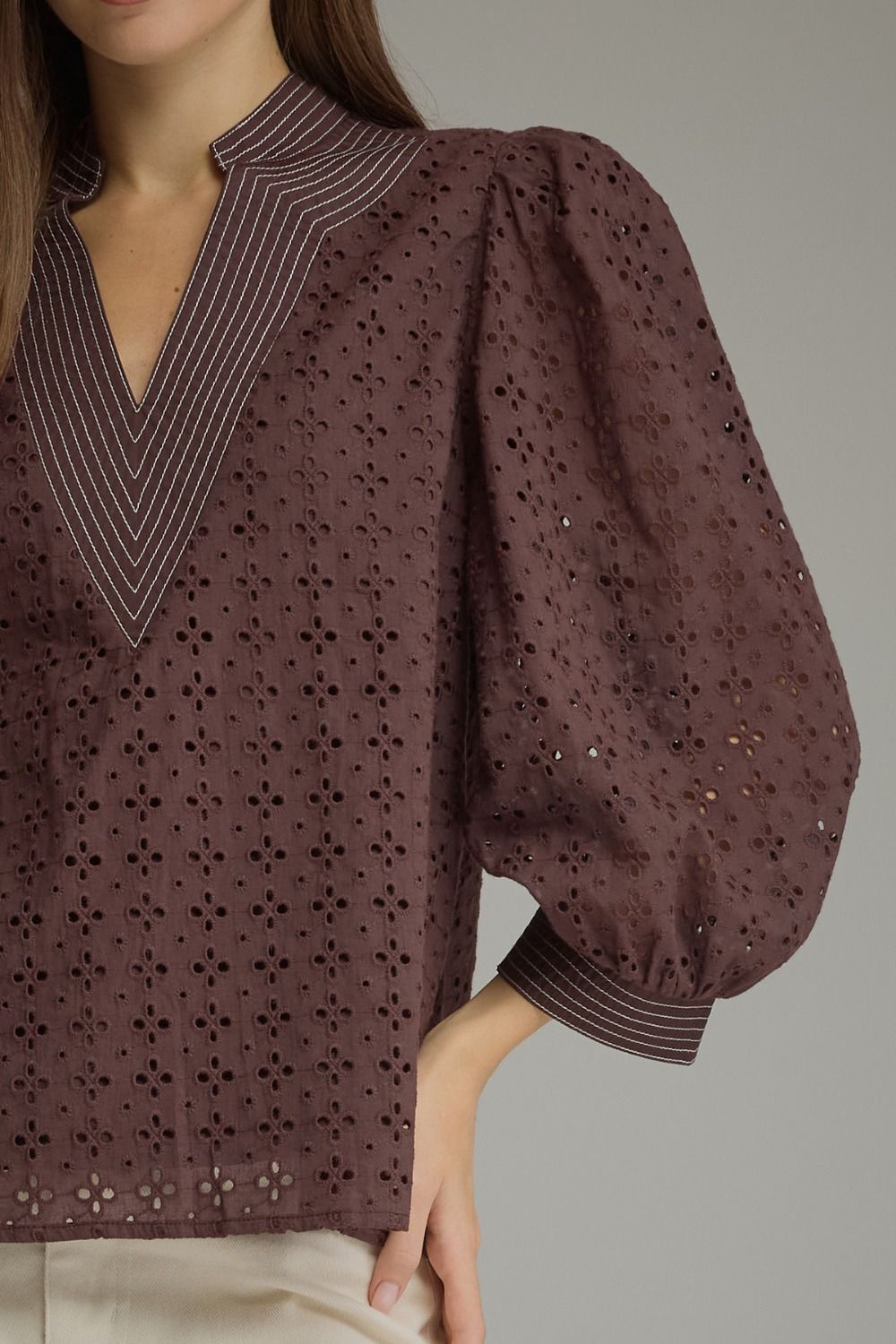 The Camille Eyelet Blouse – Chocolate 🤎