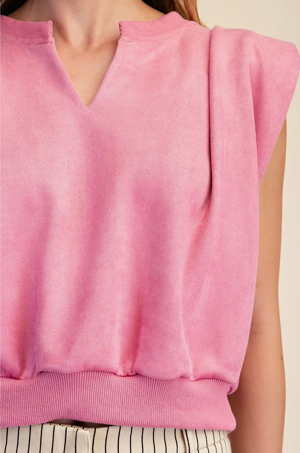 Classic Charm Suede Pleated Top - Pink - Milo & Lily Boutique