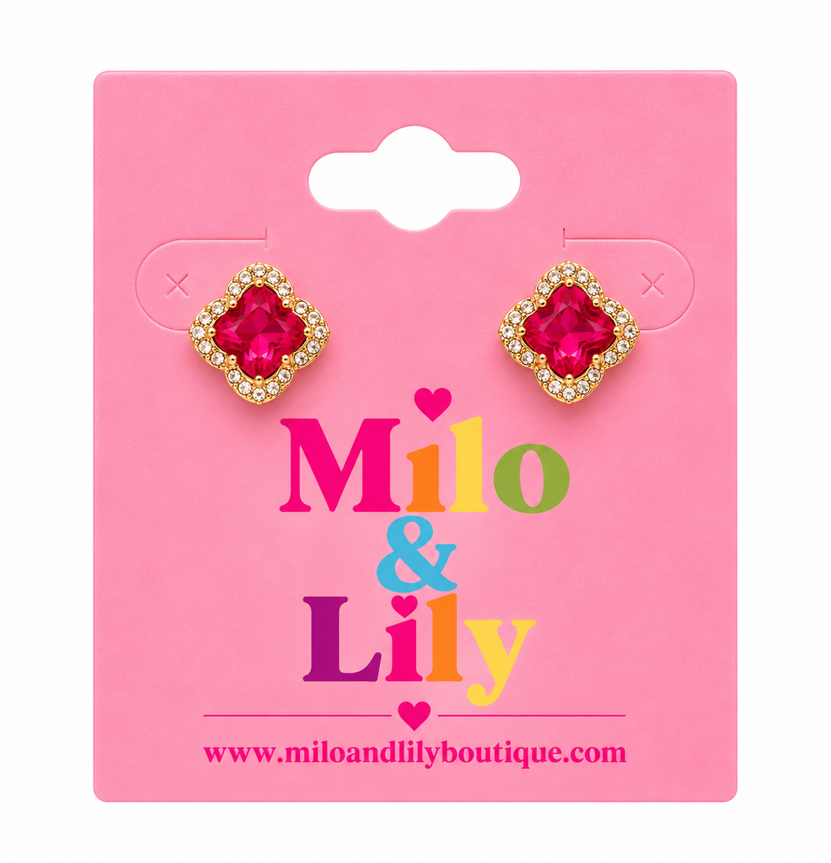 Ruby Radiance Clover Stud Earrings