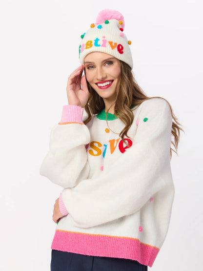 Festive Pom Pom Beanie