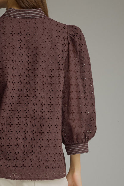 The Camille Eyelet Blouse – Chocolate 🤎