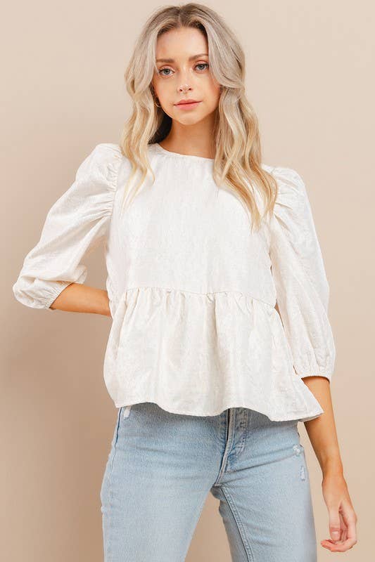 Look At You Cream Textured Blouse - Milo & Lily Boutique
