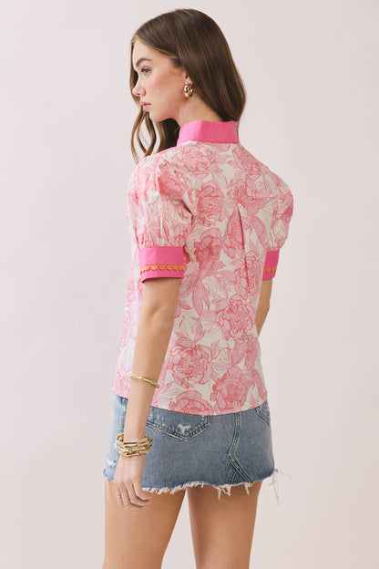The Scalloped Pink Popover Top - Milo & Lily Boutique