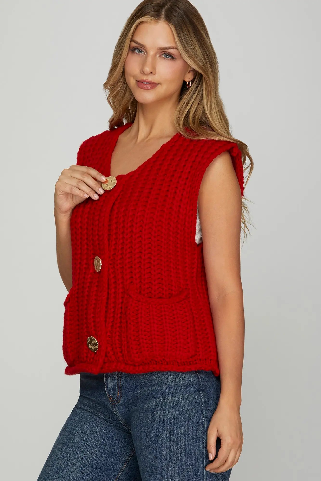 Reese Red Knit Vest
