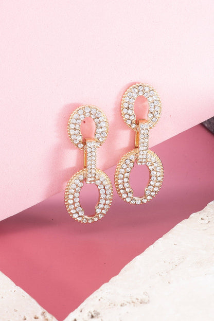 Gold Statement Rhinestone Drop Earrings