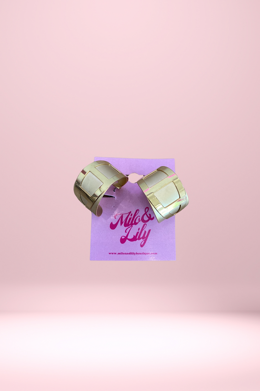 VINTAGE Imprinted Gold Hoop Earrings - Milo & Lily Boutique