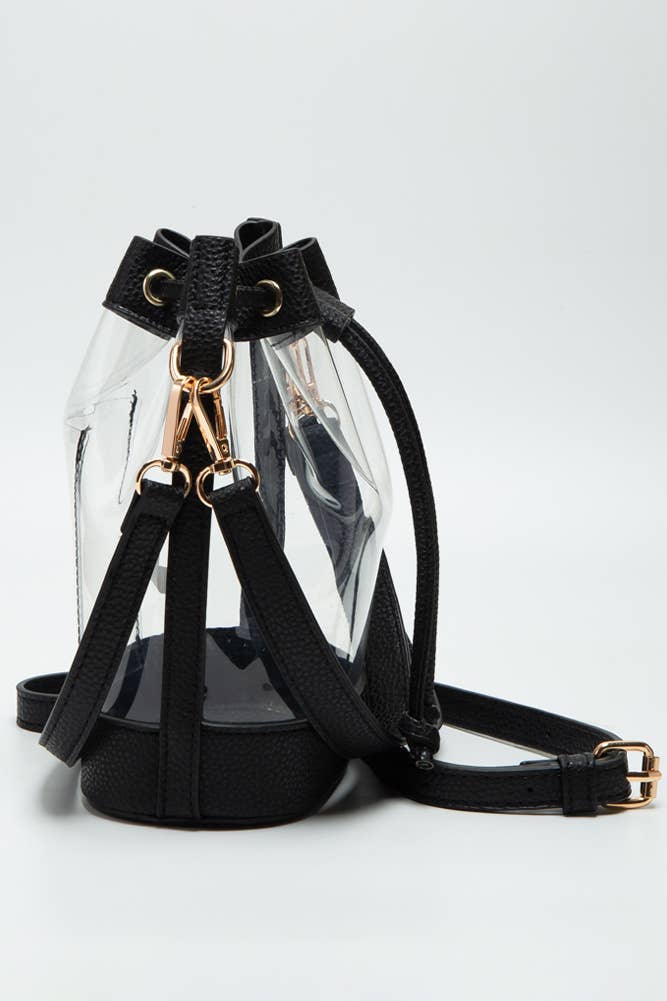 Clear Crossbody Stadium Bucket Bag: Orange