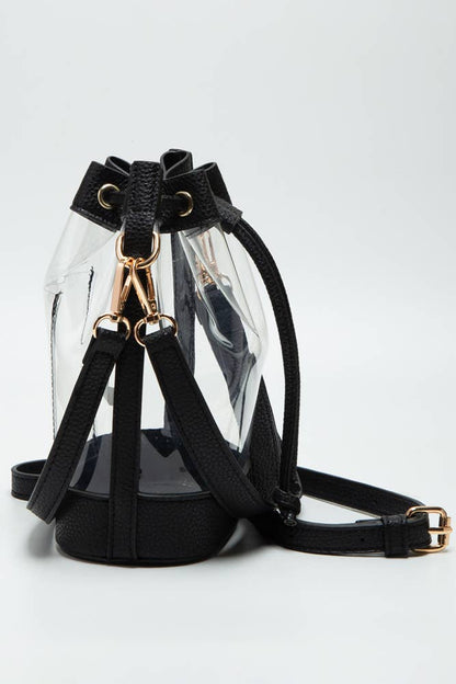 Clear Crossbody Stadium Bucket Bag: Orange