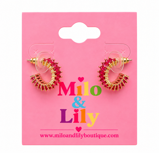 Kickoff Glam Orange Rhinestone Hoop Earrings 🧡 - Milo & Lily Boutique