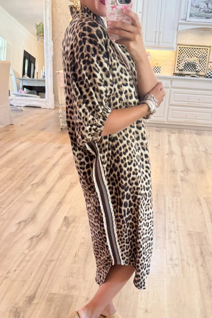 Leopard Caftan Midi Dress