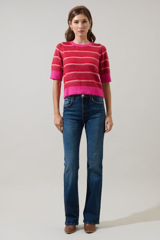The Margot Striped Knit – Raspberry