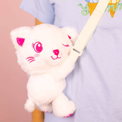 Plush Sling Crossbody Bag - Winky Kitty