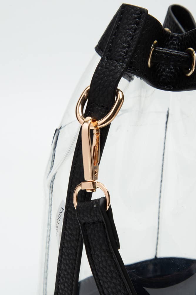 Clear Crossbody Stadium Bucket Bag: Orange