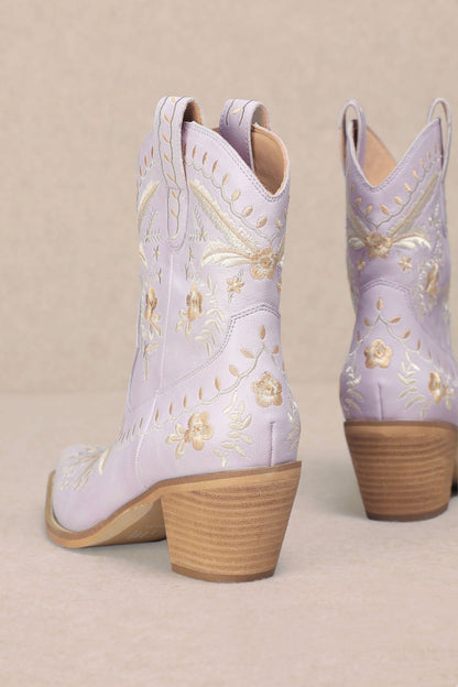 Sweet Southern Lavender Embroidered Boot