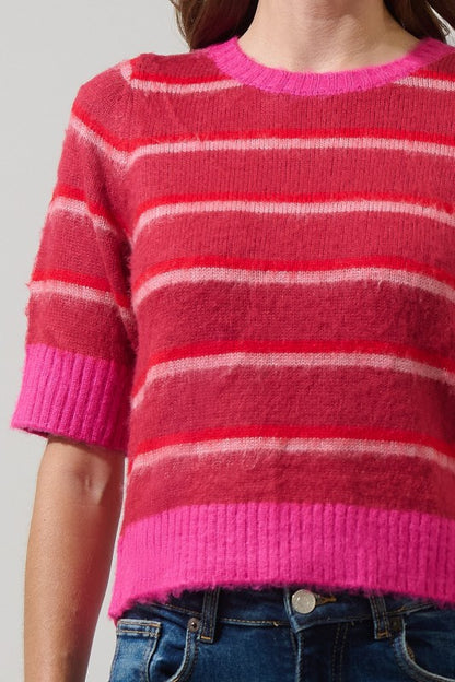 The Margot Striped Knit – Raspberry