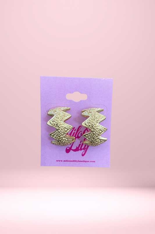 VINTAGE Gold Zig Zag Hoop Earrings - Milo & Lily Boutique