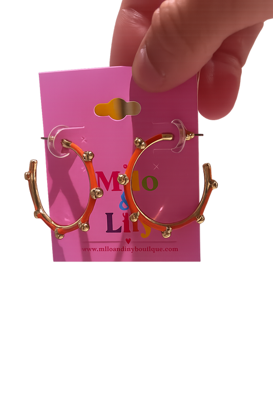 Orange Studded Hoop Earrings - Milo & Lily Boutique