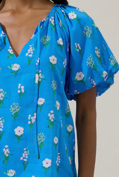Jazleen Floral Overseas Balloon Sleeve Top - Milo & Lily Boutique