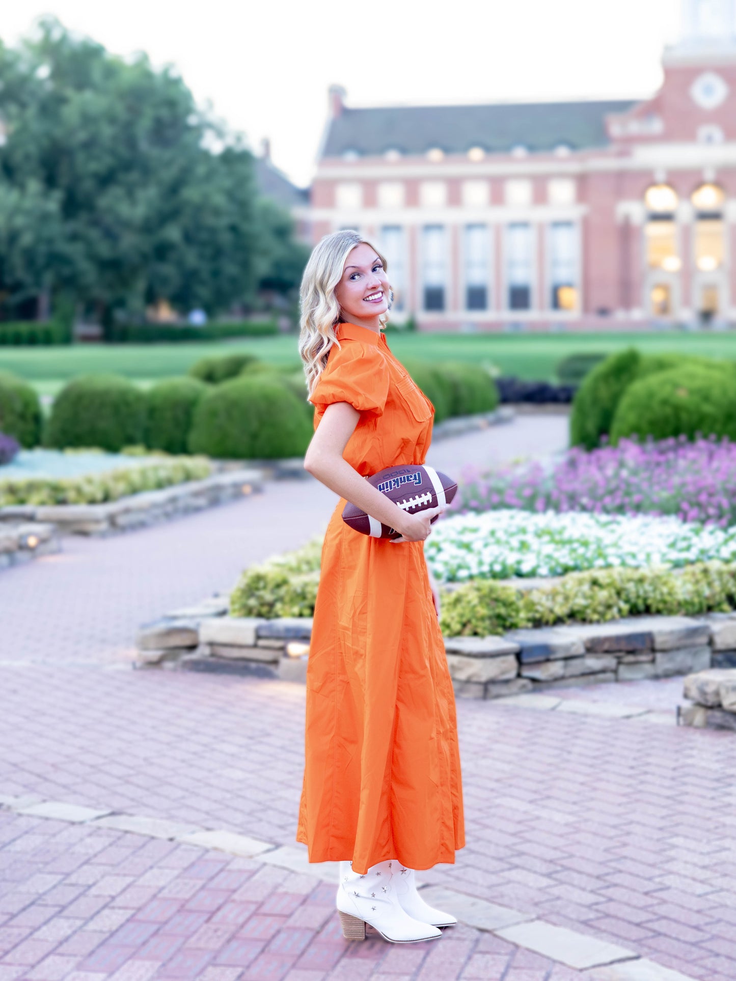 Orange Game Day Midi Skirt