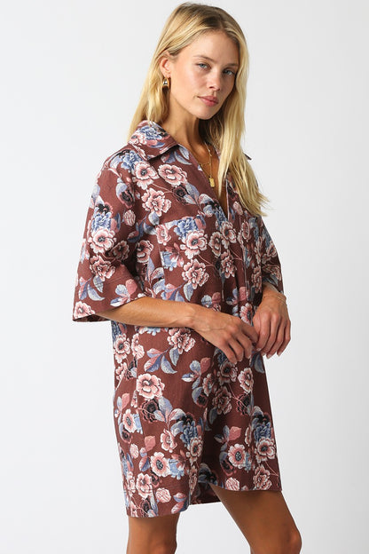 Angie Floral Twill Shift Dress