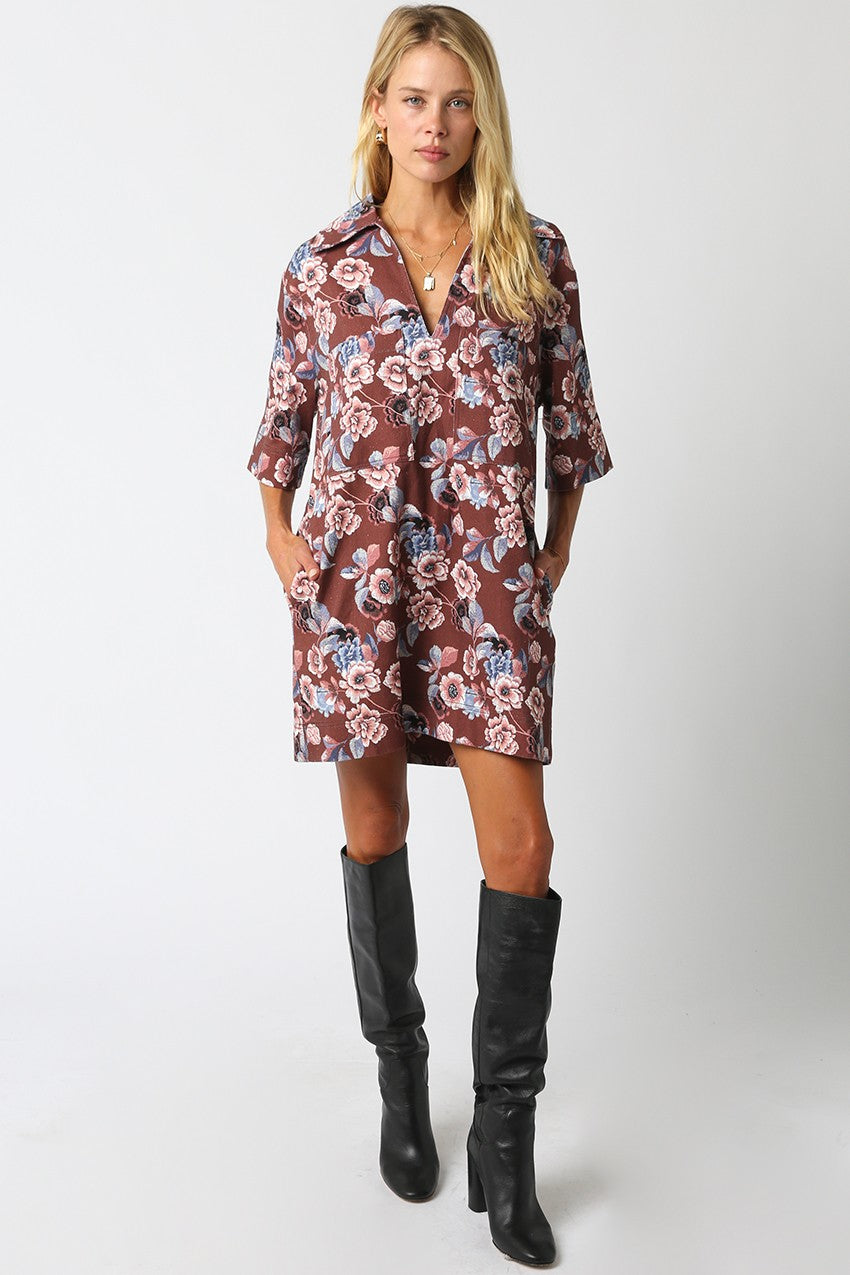 Angie Floral Twill Shift Dress