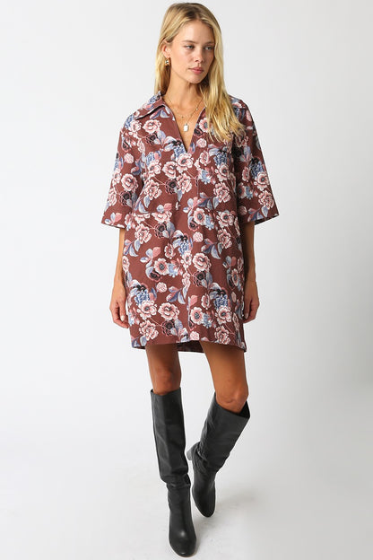 Angie Floral Twill Shift Dress