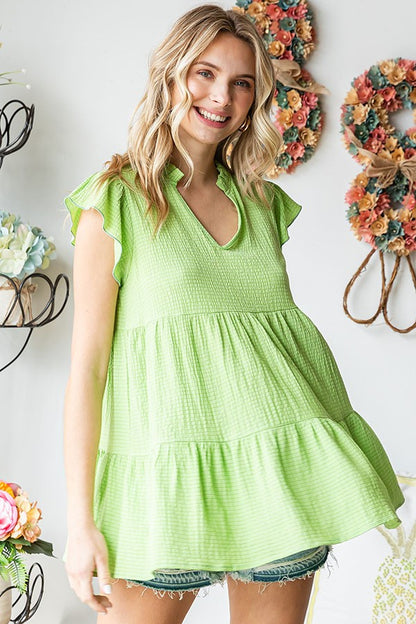 Green Apple Babydoll Blouse