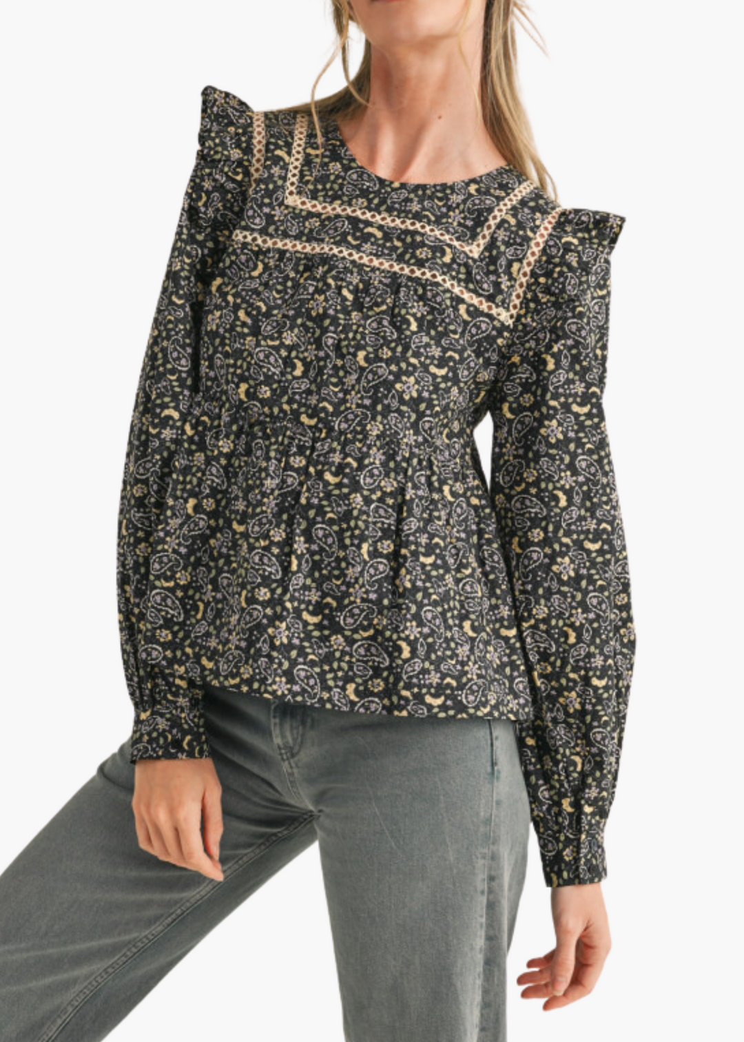 Sonya Black Floral Top - Milo & Lily Boutique