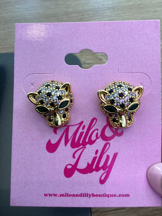 Chunky Gold Cougar Studs - Milo & Lily Boutique