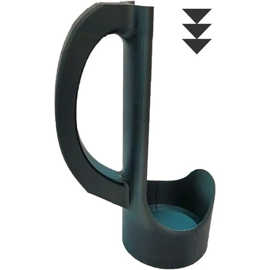 Black ergonomic handle attachment for drink tumbler or cup, isolated on white background