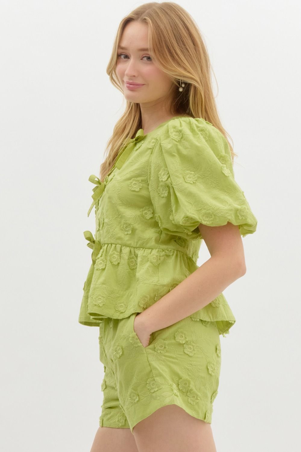 The Sweet Pea Puff Sleeve Peplum Top