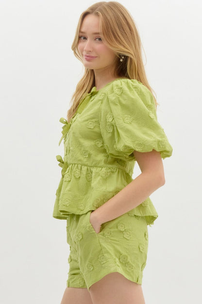 The Sweet Pea Puff Sleeve Peplum Top