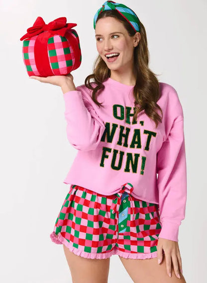 Shiraleah Checkered Gift Box Small Pillow