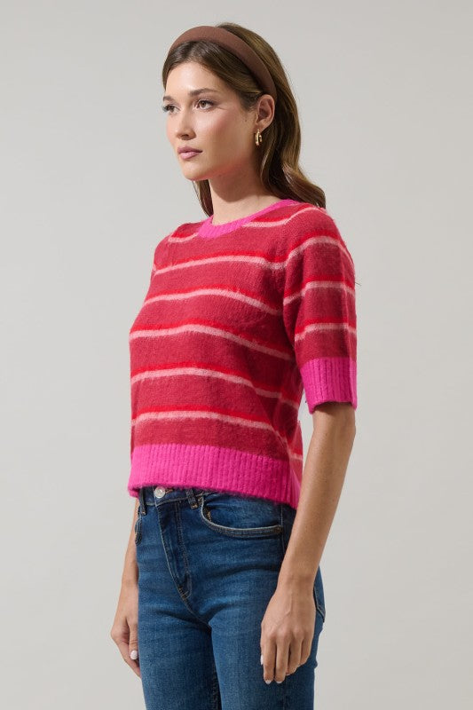 The Margot Striped Knit – Raspberry